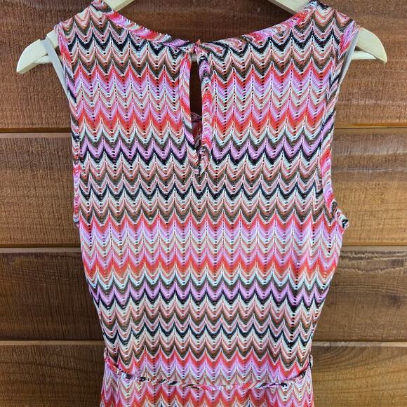 En Saison Womens Open Knit Crotchet Midi Dress Size L Rainbow Beachy Boho Hippie - Picture 8 of 12
